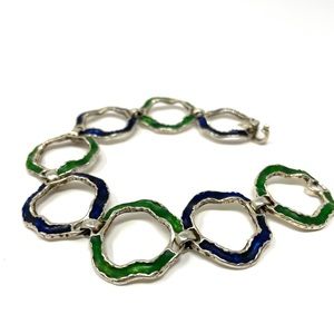 UNOAERRE vintage sterling silver and enamel bracelet, 20.8g